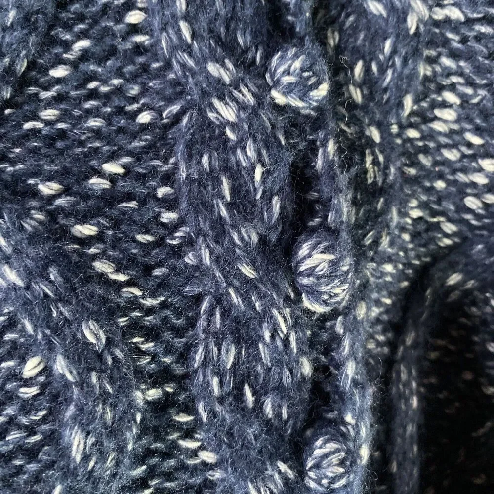 NEW Kate Spade Sweater M Heather Blue Turtleneck Chunky‎ Broome Wide Sl Oversize